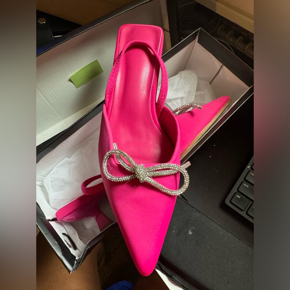 Hot Pink Kitten Heel sling back